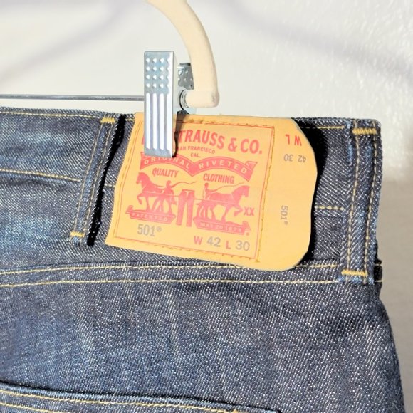 Levi's 501 Straight Leg Six Button Raw Denim Jeans - Picture 10 of 11